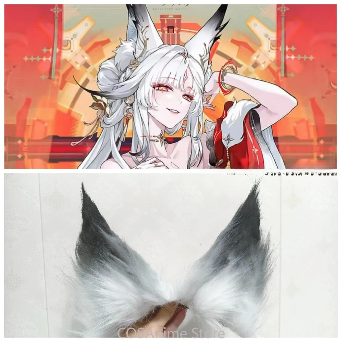 Cosplay Prop - Wuthering Waves Hsin 手作りアニメコスプレ動物耳キツネ耳ロールプレイコミコンヘアピン小道具ハロウィンロールプレイ