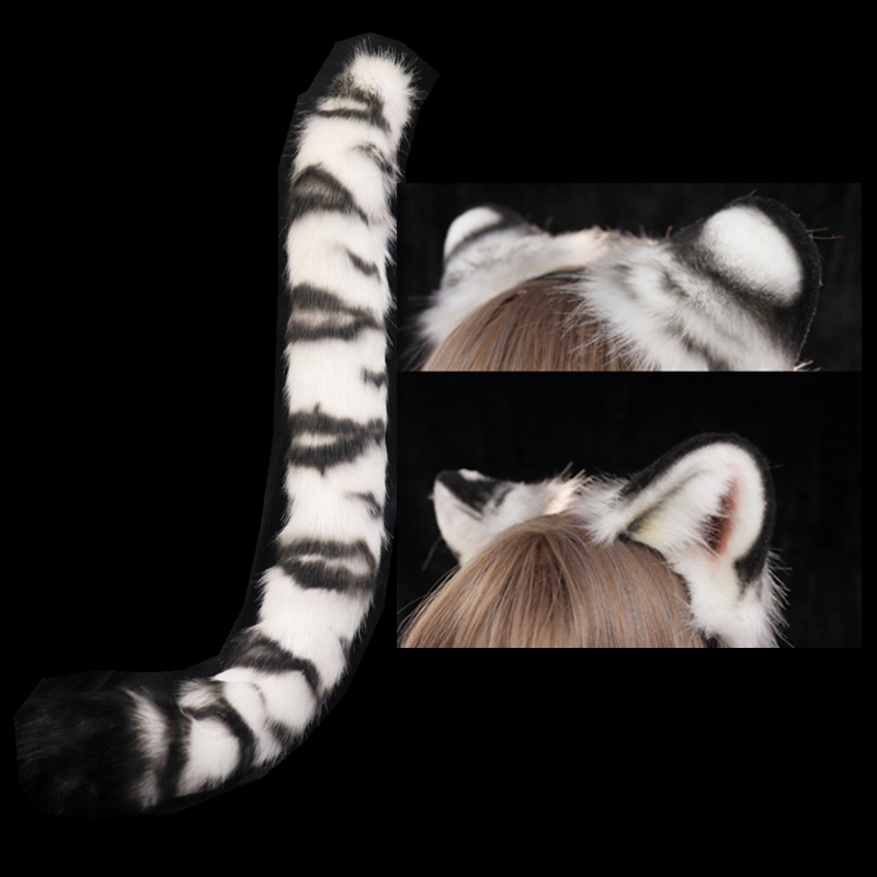 Cosplay Prop Works - 手作りの新しい虎の耳のヘアフープと尻尾、獣の動物ハロウィンコスプレコスチュームアクセサリー、クリスマス用カスタムメイド小道具