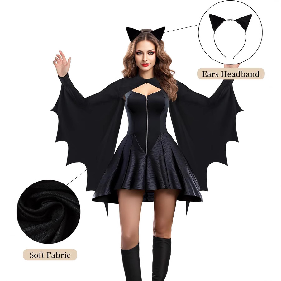 Cosplay Bat Prop - ユニセックス大人用ハロウィンコスチューム ヴァンパイア 悪魔 コスプレ 邪悪な魔女 ゴシック
