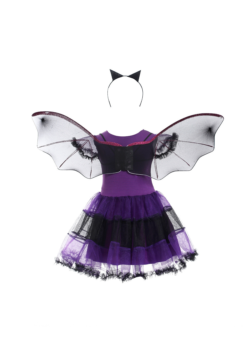 女の子用ハロウィン吸血鬼コスチュームドレス 翼付きマスク パ - Cosplay Bat Prop のレビューと価格